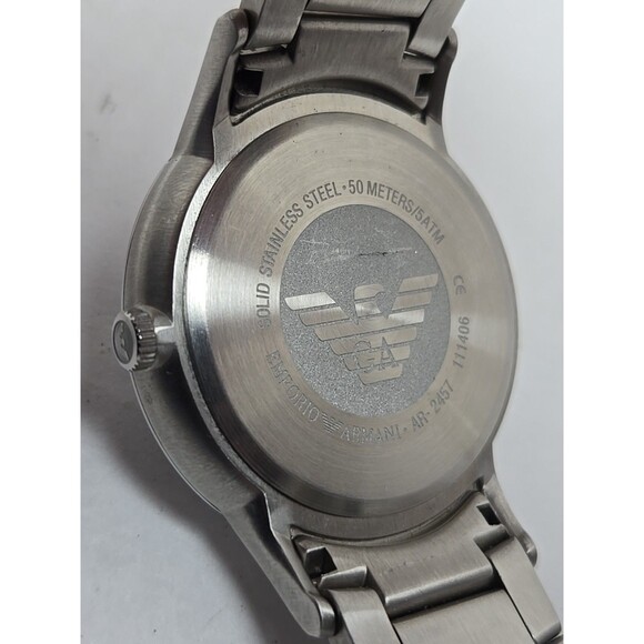 Emporio Armani Sportivo Renato 43mm Date Quartz Watch Silver Tone New Battery - Picture 13 of 13